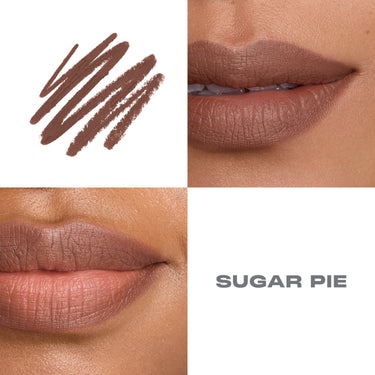 {Sugar Pie} Morphe Signature Lip Pencil in Sugar Pie shown as a swatch and worn on two models