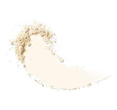 {Translucent Regular} Smear swatch of Morphe Bake & Set Setting Powder in Translucent, a finely-milled light beige powder on white background. | Bake & Set Setting Powder | Secondary image