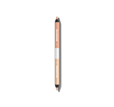 {Give Or Take (Beige/Shimmer Cream)} Morphe Bi Liner Dual Ended Gel Liners in Give Or Take, peach-nude dual pencil with black tips, silver center band, and text reading MORPHE, GIVE, TAKE.