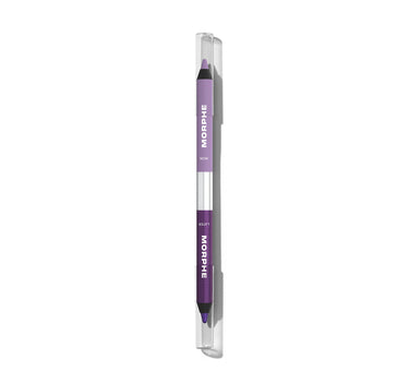 {Now Or Later (Lilac/Shimmer Purple)} Morphe Bi Liner Dual Ended Gel Liners in clear barrel, light purple "NOW" end and deep shimmer purple "LATER" end, both labeled MORPHE.