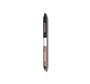 {Want Or Need (Dark Brown/Shimmer Brown)} Morphe Bi Liner Dual Ended Gel Liners in Want Or Need, dark brown WANT end and shimmer brown NEED end, both with pointed applicators, MORPHE printed on each barrel.
