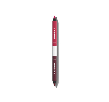 {Yours Or Mine (Pink/Shimmer Cranberry)} Morphe Bi Liner Dual Ended Gel Liners open showing fuchsia tip labeled MORPHE and YOURS, shimmer cranberry end labeled MINE and MORPHE.