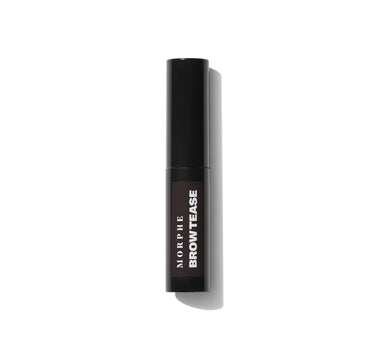 {Java} Closed black tube of Morphe Brow Tease Fiber-Infused Volumizing Mousse labeled MORPHE BROWTEASE, shown upright on white background.