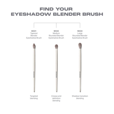 Eyeshadow Blender Brush family lineup featuring M332 Medium Rounded Blender alongside other Morphe blender brushes.