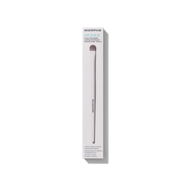 M303 Large Paddle Packer Eyeshadow Brush displayed beside its cream MORPHE retail box for full-lid color payoff. | M303 Large Paddle Packer Eyeshadow Brush | Secondary image