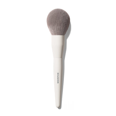 Morphe M161 Large Rounded Powder Brush with cream handle and large rounded gray-taupe synthetic bristles, MORPHE engraved on shaft. | M161 Large Rounded Powder Brush