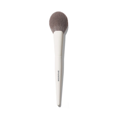Morphe M163 Paddle Powder Brush with cream handle printed "MORPHE," large round gray bristle head on white background. | M163 Paddle Powder Brush