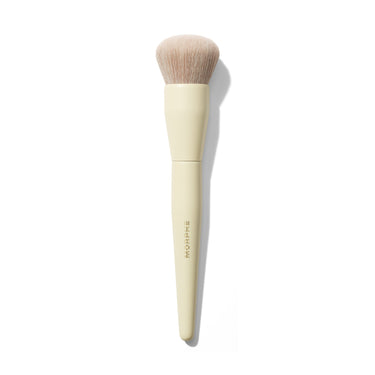 Morphe Buttery Blends M104 Domed Foundation Brush with cream handle and dense rounded bristles, MORPHE printed on handle. | Buttery Blends M104 Domed Foundation Brush