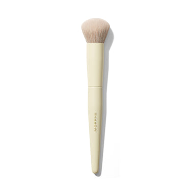 Morphe Buttery Blends M108 Slanted Foundation Brush with a cream handle stamped "MORPHE" and soft angled bristles. | Buttery Blends M108 Slanted Foundation Brush