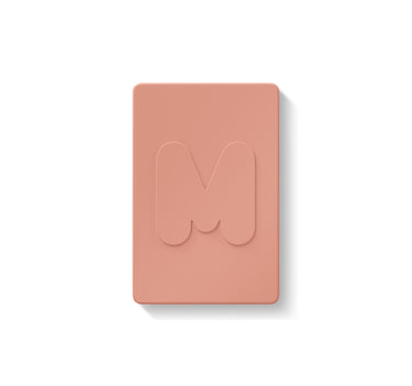 {Sunset Swim} Morphe Cheek Thrills Multi-Finish Face Trio closed compact in peach with embossed M logo on lid.