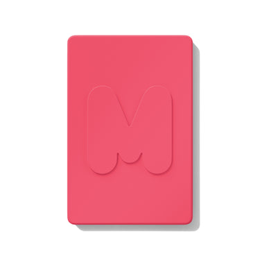 {Cabana Club} Closed compact of the Morphe Cheek Thrills Multi-Finish Face Trio in coral-pink with embossed M logo on lid.