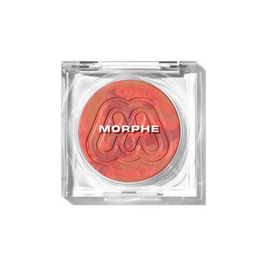 {Twist} Morphe Cloudlight Soft Glow Diffused Blush closed compact in a mauve marbled shade with embossed M logo