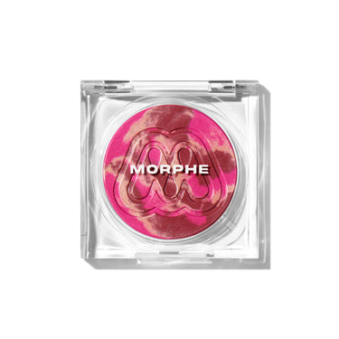 {Whirl} Morphe Cloudlight Soft Glow Diffused Blush closed compact in a mauve marbled shade with embossed M logo