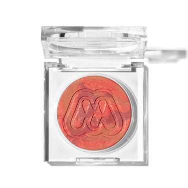 {Twist} Morphe Cloudlight Soft Glow Diffused Blush closed compact in a coral marbled shade in clear packaging with embossed M logo | Cloudlight Soft Glow Diffused Blush | Secondary image