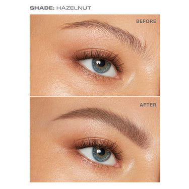 {Hazelnut (taupe)} SHADE: HAZELNUT before-and-after showing fuller, defined brows with the Definer Dual Ended Brow Pencil And Spoolie.
