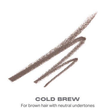 {Cold Brew (brown)} Definer Dual-Ended Brow Pencil and Spoolie taupe-brown swatch swipes reading "COLD BREW — For brown hair with neutral undertones."