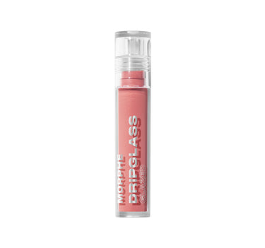 {Nude Gleam} Morphe Dripglass Glazed High Shine Lip Gloss in a sheer coral-pink clear tube with clear cap, labeled MORPHE DRIPGLASS GLAZED.