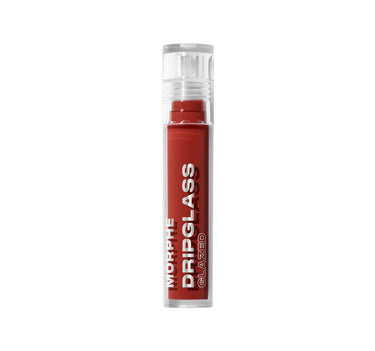 {Unbreakable Brick} Morphe Dripglass Glazed High Shine Lip Gloss in a deep red tube with clear cap, labeled "MORPHE DRIPGLASS GLAZED."