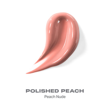 {Polished Peach} Swatch of Dripglass Glazed High Shine Lip Gloss in POLISHED PEACH, Peach Nude, peachy-beige with glossy high-shine finish.