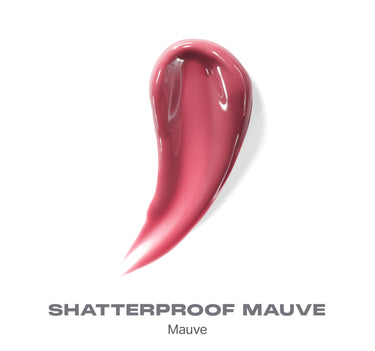 {Shatterproof Mauve} Dripglass Glazed High Shine Lip Gloss glossy pink mauve swatch with text SHATTERPROOF MAUVE Mauve.
