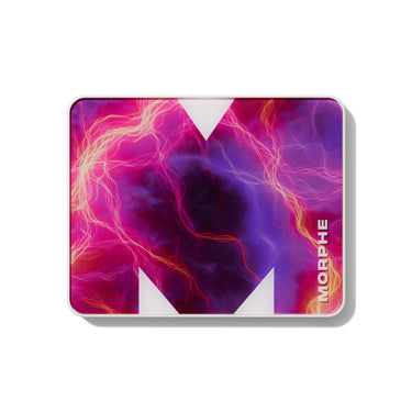 {Electric Currant} Closed Morphe Chromaplus 12 Pan Eyeshadow Palette with vivid pink-purple lightning-bolt lid, white M logo, and MORPHE text.