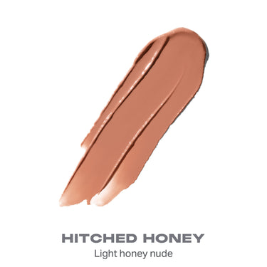 {Hitched Honey} Liplock Glossy Lipstick shade smear in HITCHED HONEY — Light honey nude.