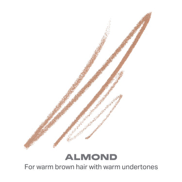{Almond (warm brown)} Micro Brow Dual-Ended Pencil & Spoolie shade swatches in warm brown — ALMOND, For warm brown hair with warm undertones. | Micro Brow Dual-Ended Pencil & Spoolie | Secondary image