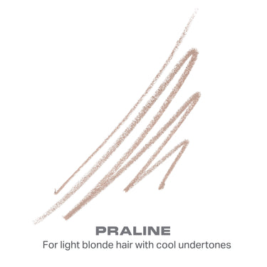 {Praline (light blonde)} Micro Brow Dual-Ended Pencil & Spoolie color swatch in Praline — For light blonde hair with cool undertones.