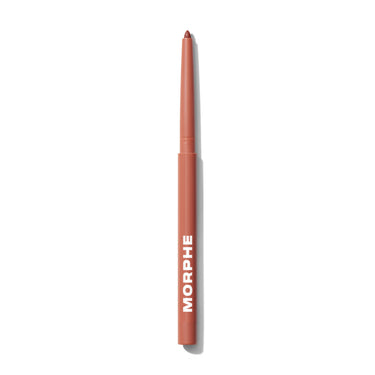 {Whipped} Morphe Soulmatte Filling Gel Lip Liner in warm nude-coral, retractable pencil with pointed tip and MORPHE text on barrel.