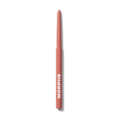 {Wifey} Morphe Soulmatte Filling Gel Lip Liner in a warm terracotta-pink shade, open pencil with pointed tip and MORPHE branding on barrel.