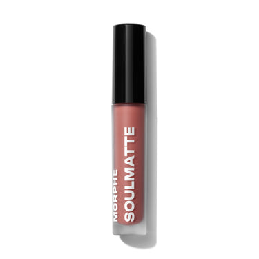 {Whipped} Morphe Soulmatte Velvet Lip Mousse closed tube in dusty rose with black cap, labeled MORPHE SOULMATTE.