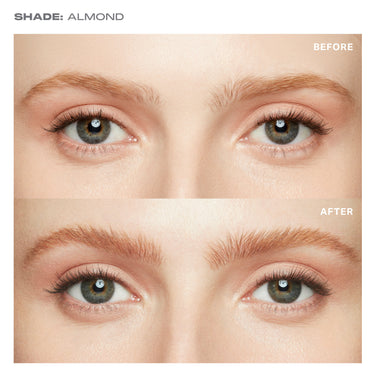 {Almond (warm brown)} SHADE: ALMOND before and after showing fuller, sculpted brows achieved with Supreme Brow Sculpting And Shaping Wax.
