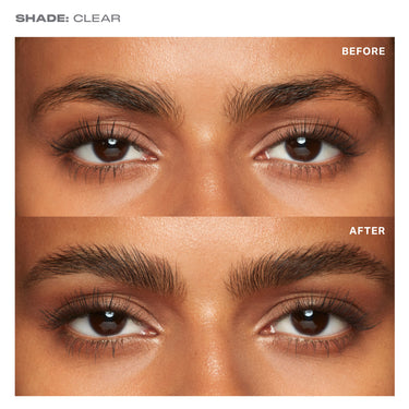 {Clear} SHADE: CLEAR before and after showing brows sculpted and defined with Supreme Brow Sculpting And Shaping Wax, BEFORE and AFTER.