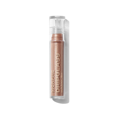 {Champagne Pearl} Morphe Dripglass Dazzled High Shimmer Lip Gloss tube in a shimmery champagne rose tone, labeled "MORPHE DRIPGLASS DAZZLED."