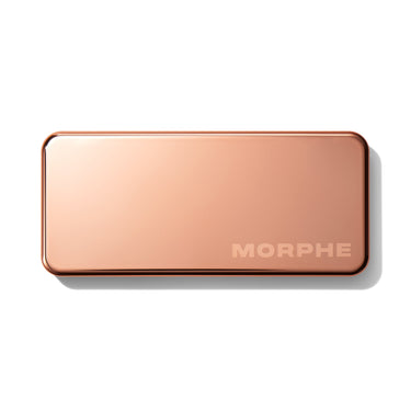 {Champagne On Tap} Closed Morphe Dazzling Metallics Eyeshadow Trio compact with rose-gold metallic lid engraved MORPHE.