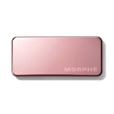 {Pinky Ring} Dazzling Metallics Eyeshadow Trio closed compact with rose-gold metallic lid engraved with MORPHE.