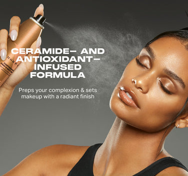 Morphe Continuous Prep & Set Mist+ sprayed onto model