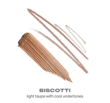{Biscotti} Morphe High Archiever Everyday Essentials Brow Kit color swatch in Biscotti, showing formula texture and pigmentation.