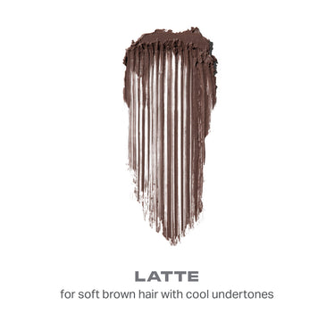 {Latte} Brow Tease Fiber Infused Volumizing Mousse shade swatch in Latte — cool-toned brown with visible fibers, for soft brown hair with cool undertones.