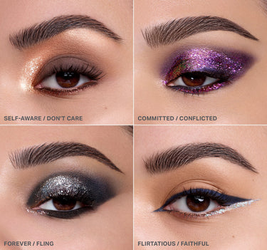 {Committed/Conflicted} Mixed Signals Dual Ended Cream A Liquid Shadow Stick eye looks: Self-Aware / Don