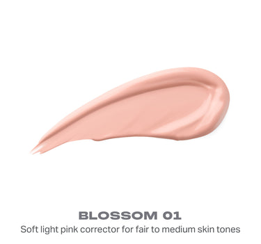 {Blossom 01} Wakeup Artist Under Eye Correcting Concealer swatch in Blossom 01 — Soft light pink corrector for fair to medium skin tones.