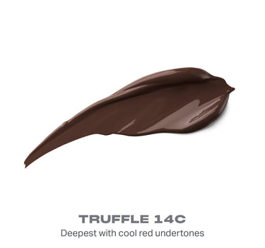 {Truffle 14c} Swatch of Morphe Wakeup Artist Under Eye Correcting Concealer in TRUFFLE 14C — Deepest with cool red undertones, deep brown.