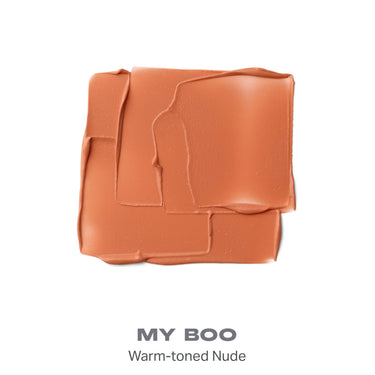 {My Boo} Soulmatte Velvet Lip Mousse shade swatch in MY BOO — Warm-toned Nude, a terracotta-peach mousse smear.