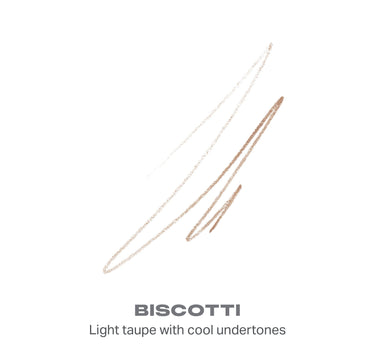 {Biscotti} Nano Brow Pencil swatch in Biscotti showing four strokes of light taupe with cool undertones