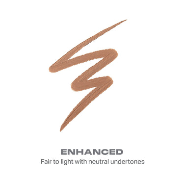 {Enhanced} Shapelifter Micro Contour Stick swatch with tan-brown strokes. ENHANCED, Fair to light with neutral undertones.