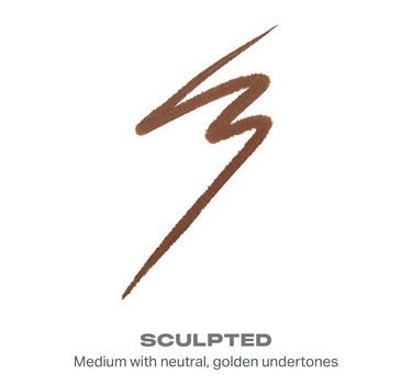 {Sculpted} Shapelifter Micro Contour Stick shade swatch in medium brown labeled SCULPTED — Medium with neutral, golden undertones.