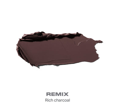 {Remix} Swatch of Morphe Solo Artist Priming Cream Eyeshadow in shade REMIX — Rich charcoal, deep dark brown cream texture.