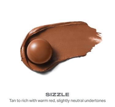 {Sizzle} Sudden Heat Creamy Bronzer Stick shade Sizzle smear swatch — SIZZLE, Tan to rich with warm red, slightly neutral undertones.