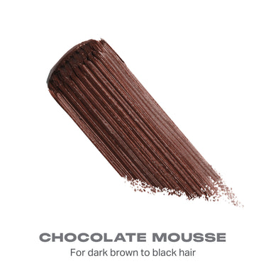 {Chocolate Mousse (soft black)} Dark brown swatch of Morphe Supreme Brow Sculpting and Shaping Wax labeled "CHOCOLATE MOUSSE — For dark brown to black hair."