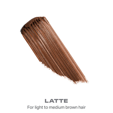 {Latte (soft brown)} Supreme Brow Sculpting and Shaping Wax Latte shade swatch; text reads: LATTE, For light to medium brown hair.